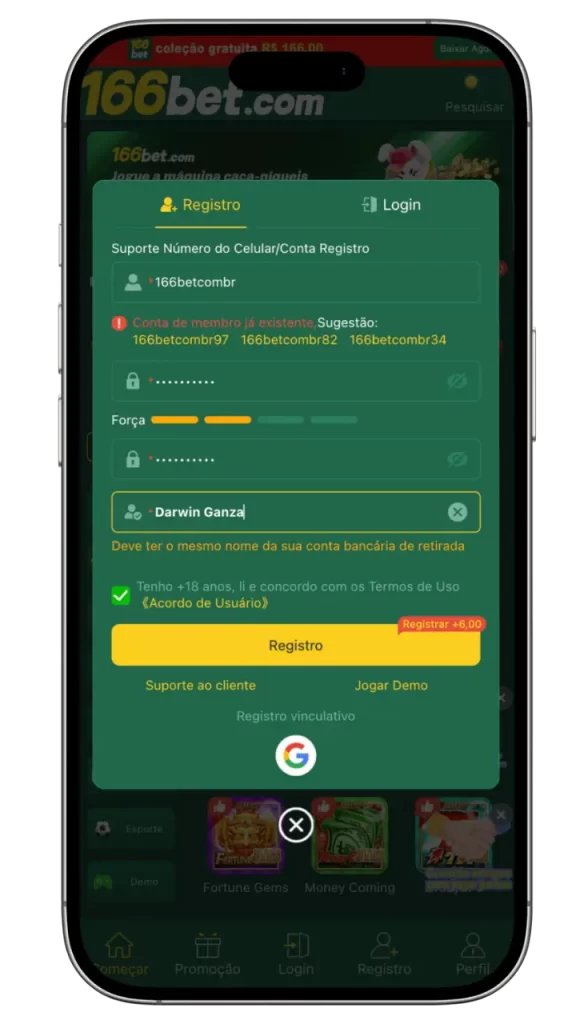 166bet Registro